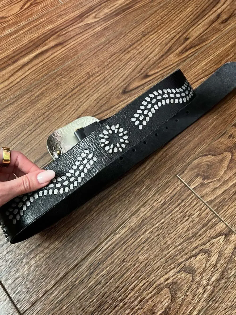 Free People Roman Holiday Leather Belt Size M-L Black